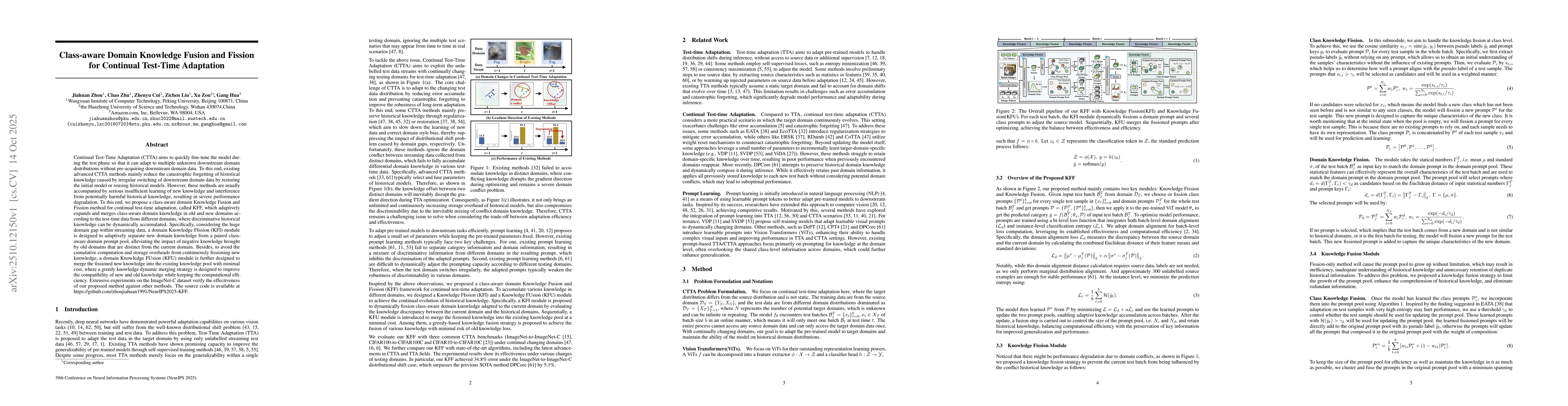 Thumbnail for Class-aware Domain Knowledge Fusion and Fission for Continual Test-Time
  Adaptation