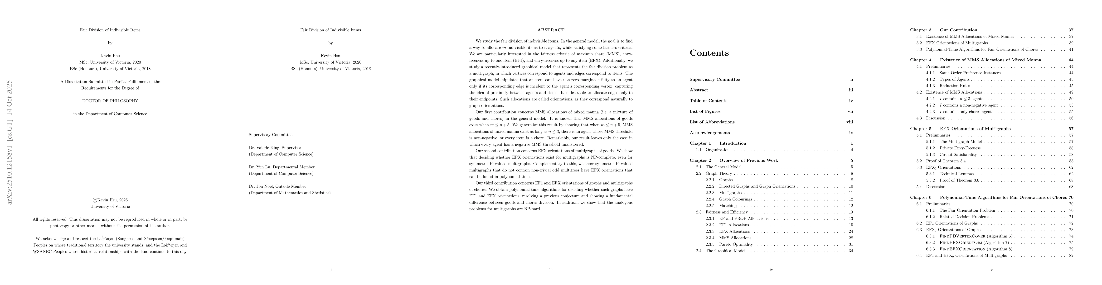 Thumbnail for Fair Division of Indivisible Items