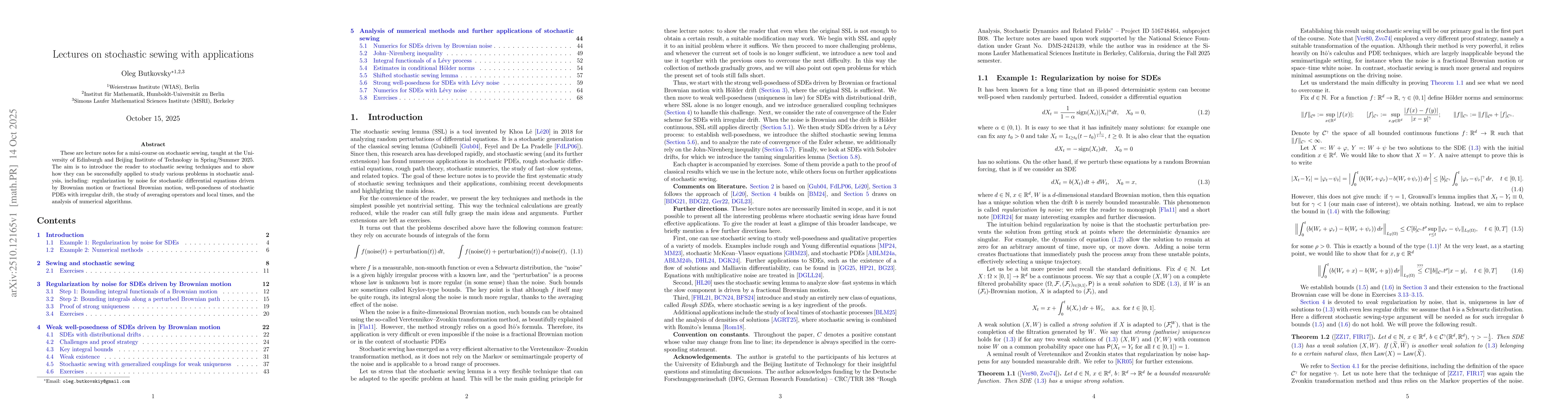 Thumbnail for Lectures on stochastic sewing with applications