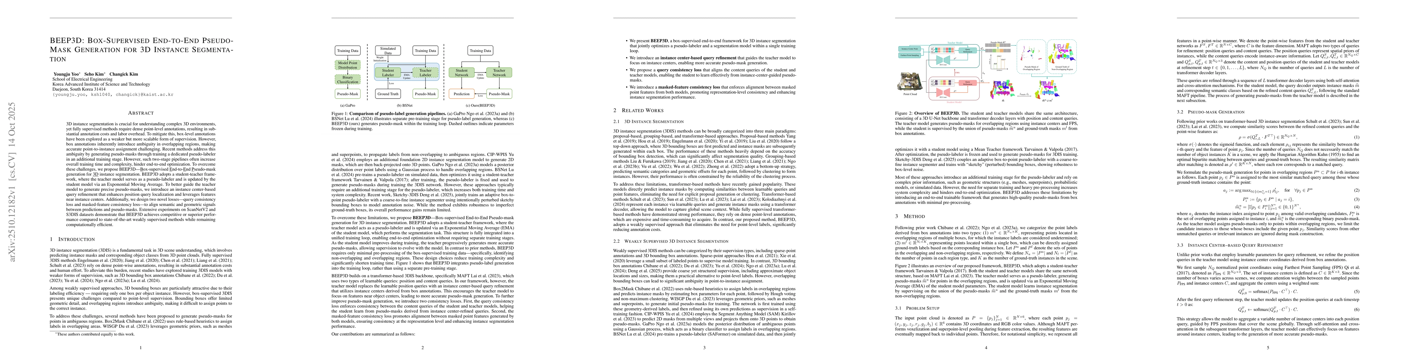 Thumbnail for BEEP3D: Box-Supervised End-to-End Pseudo-Mask Generation for 3D Instance
  Segmentation