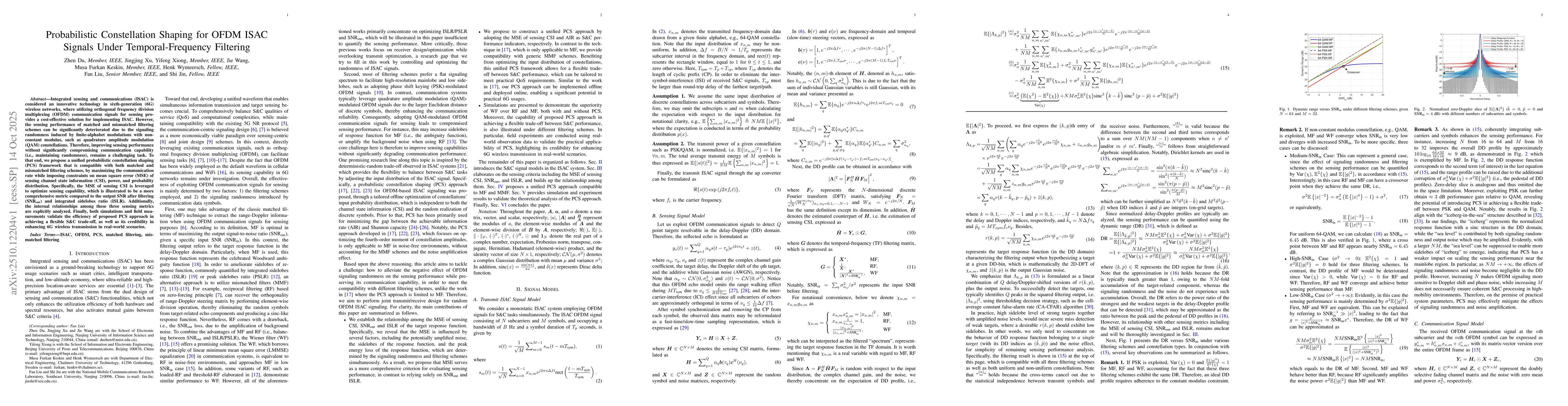 Thumbnail for Probabilistic Constellation Shaping for OFDM ISAC Signals Under
  Temporal-Frequency Filtering
