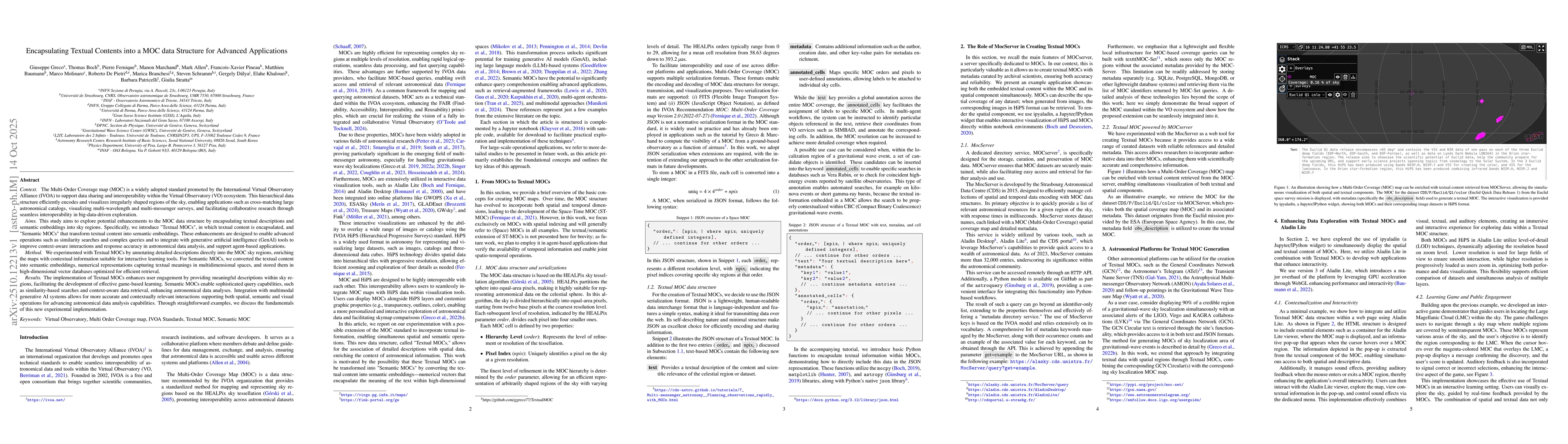 Thumbnail for Encapsulating Textual Contents into a MOC data Structure for Advanced
  Applications