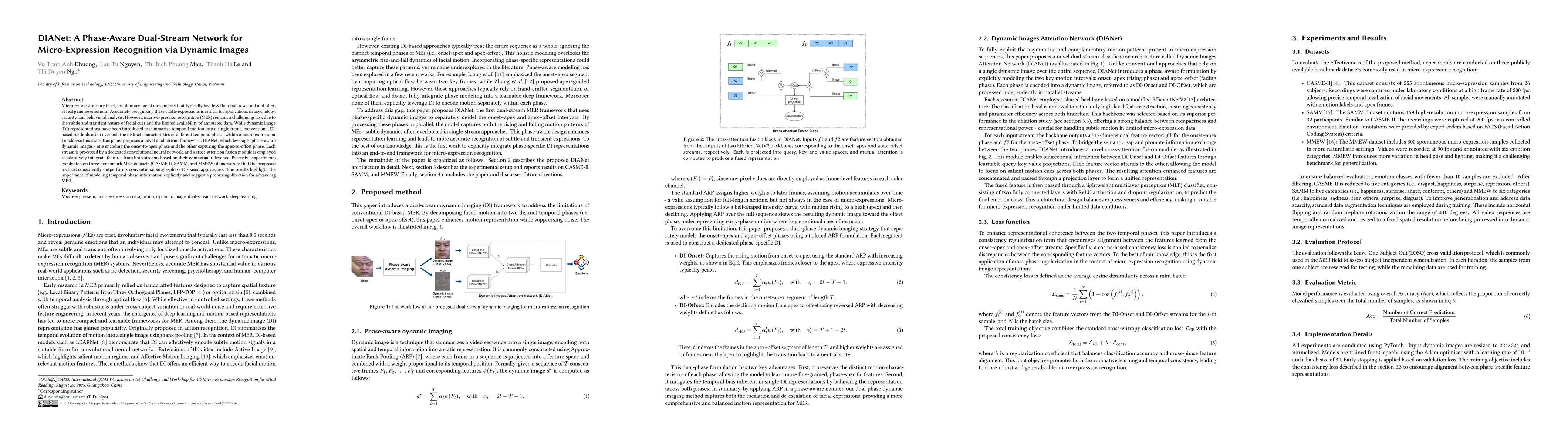 Thumbnail for DIANet: A Phase-Aware Dual-Stream Network for Micro-Expression
  Recognition via Dynamic Images