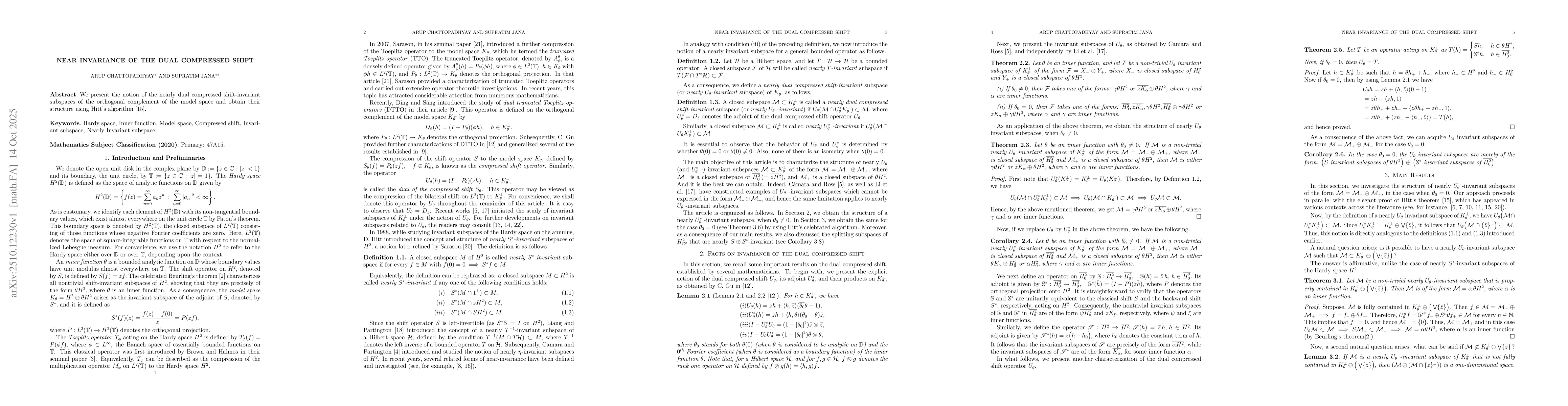 Thumbnail for Near Invariance of The Dual Compressed Shift