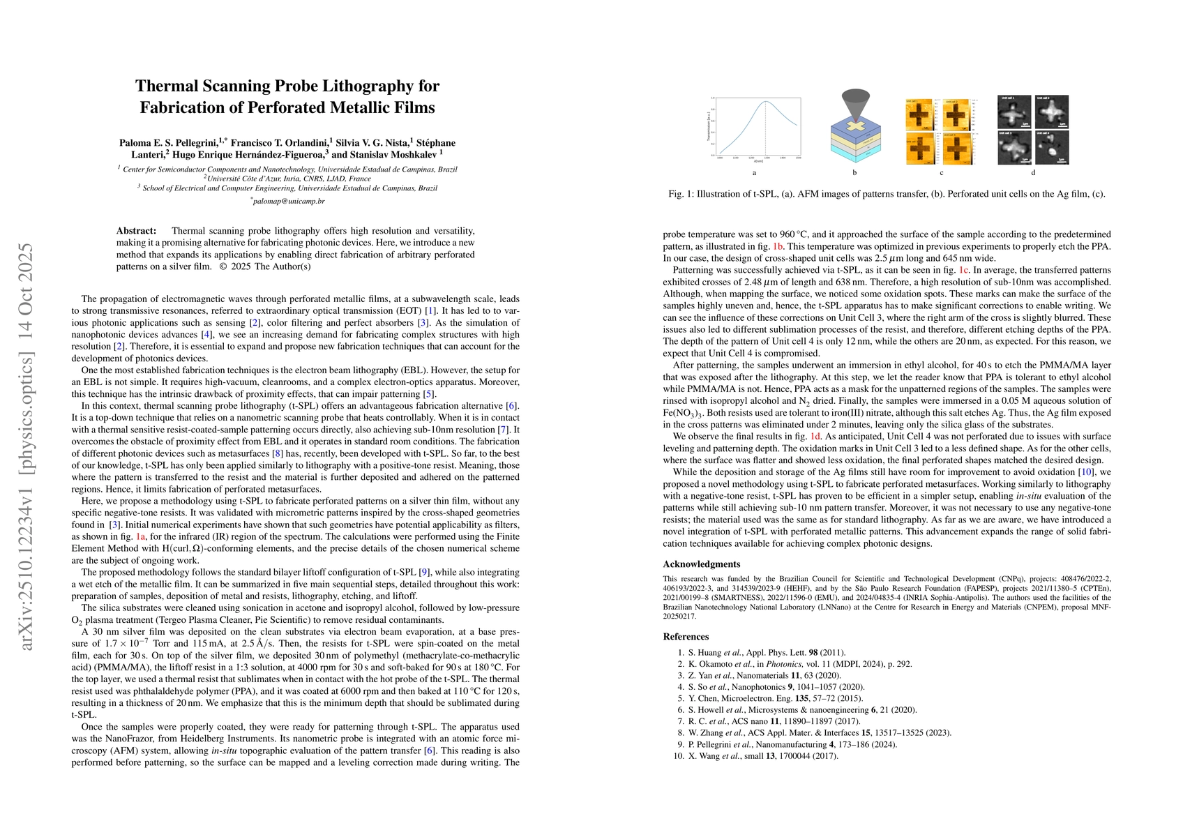 Thumbnail for Thermal scanning probe lithography for fabrication of perforated
  metallic films