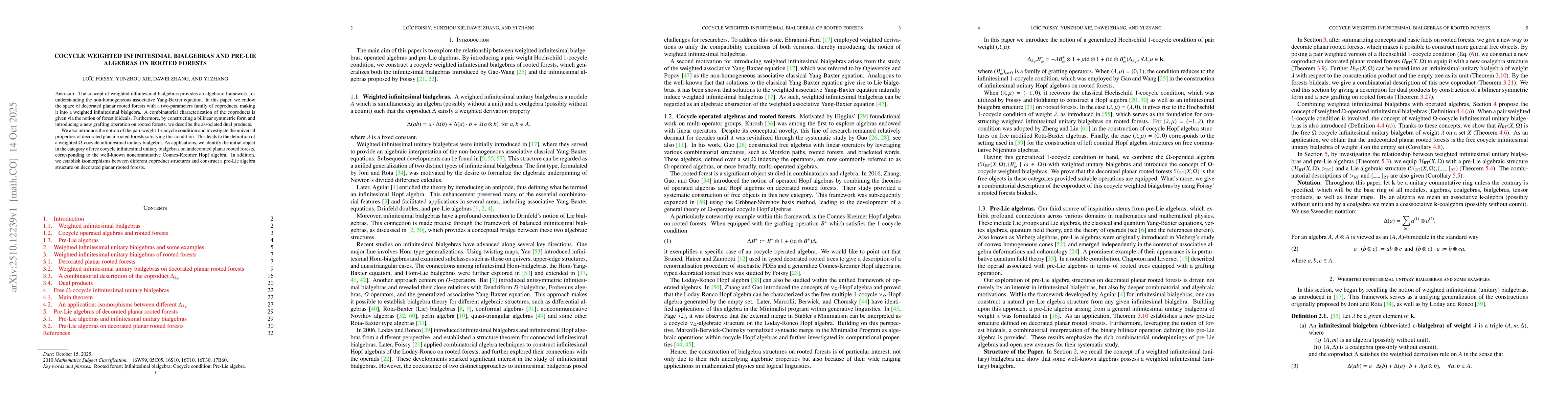 Thumbnail for Cocycle weighted infinitesimal bialgebras and pre-Lie algebras on rooted
  trees