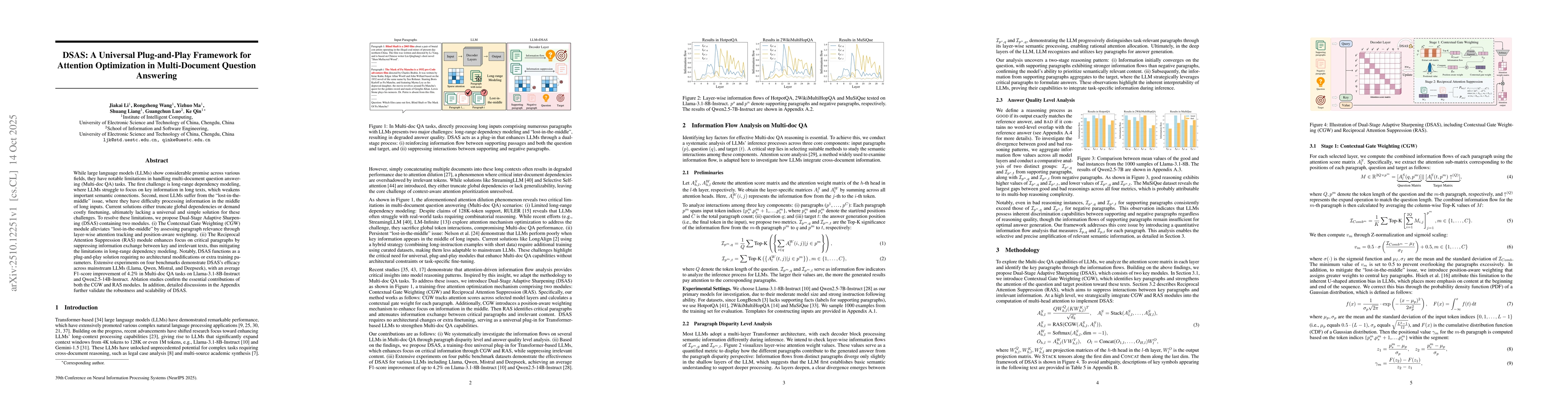 Thumbnail for DSAS: A Universal Plug-and-Play Framework for Attention Optimization in
  Multi-Document Question Answering