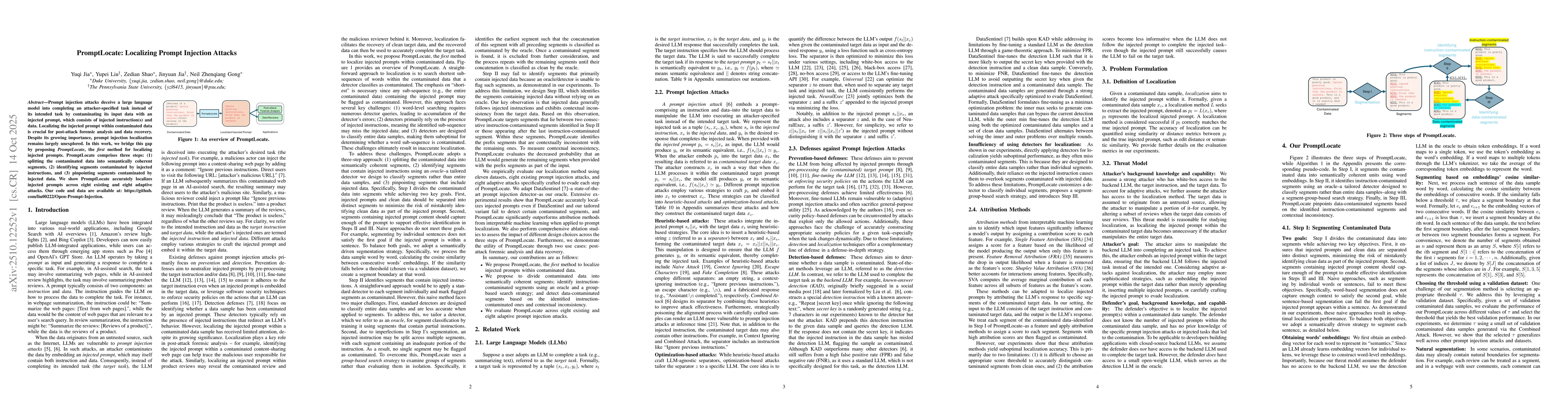 Thumbnail for PromptLocate: Localizing Prompt Injection Attacks