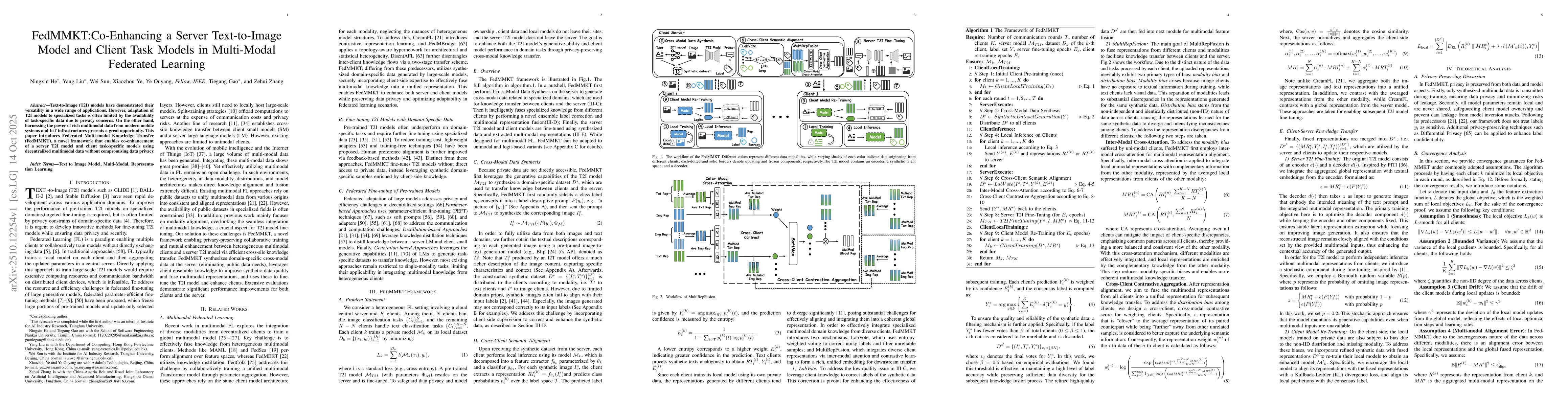 Thumbnail for FedMMKT:Co-Enhancing a Server Text-to-Image Model and Client Task Models
  in Multi-Modal Federated Learning