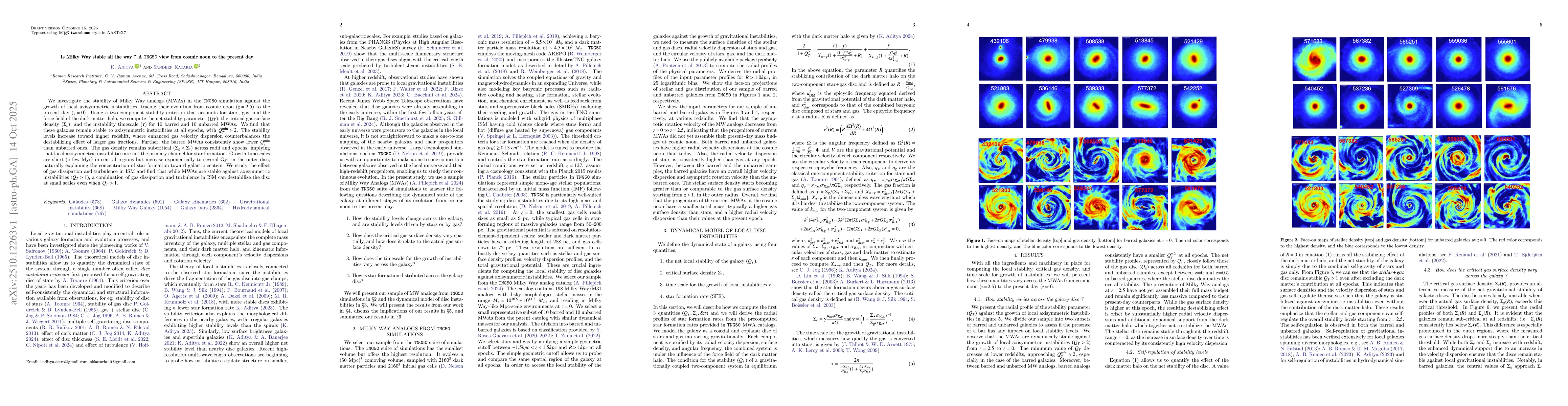 Thumbnail for Is Milky Way stable all the way ? A TNG50 view from cosmic noon to the
  present day