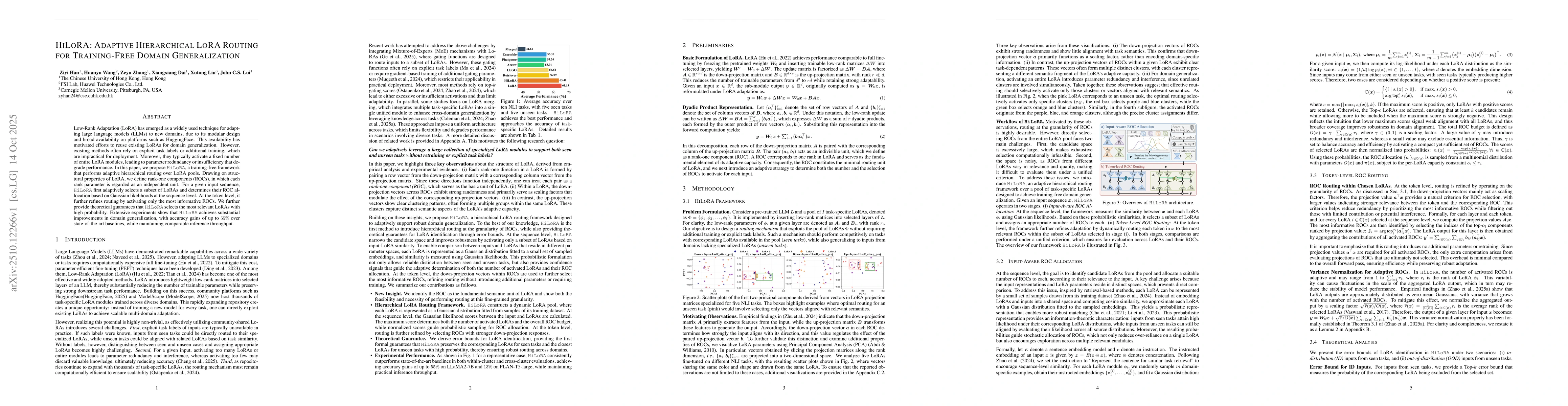 Thumbnail for HiLoRA: Adaptive Hierarchical LoRA Routing for Training-Free Domain
  Generalization