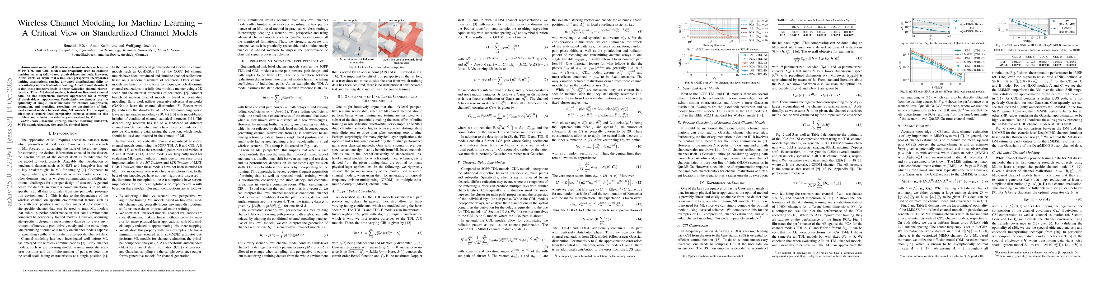 Thumbnail for Wireless Channel Modeling for Machine Learning -- A Critical View on
  Standardized Channel Models