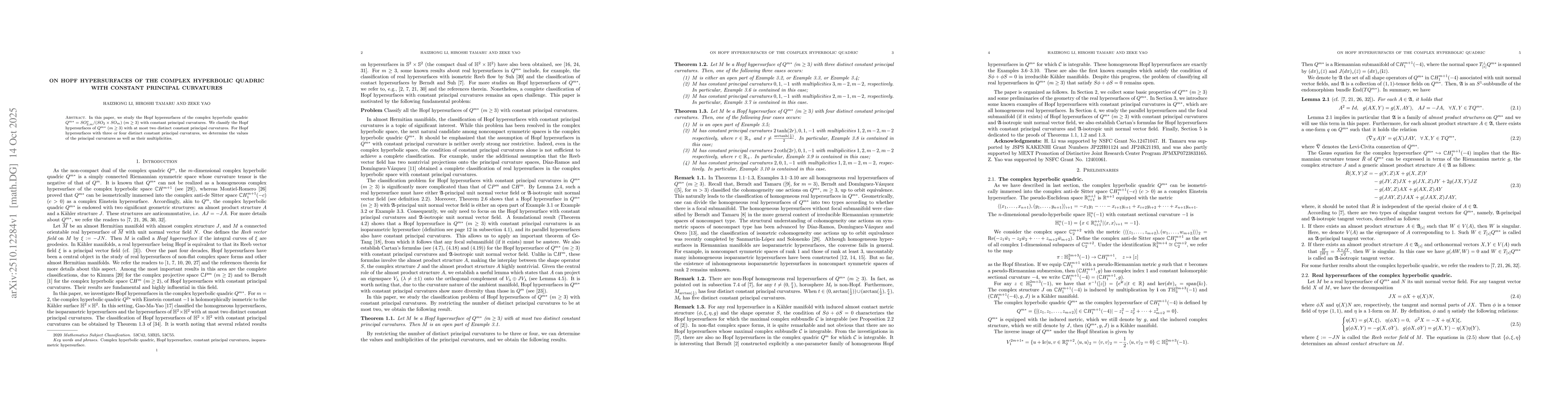 Thumbnail for On Hopf hypersurfaces of the complex hyperbolic quadric with constant
  principal curvatures