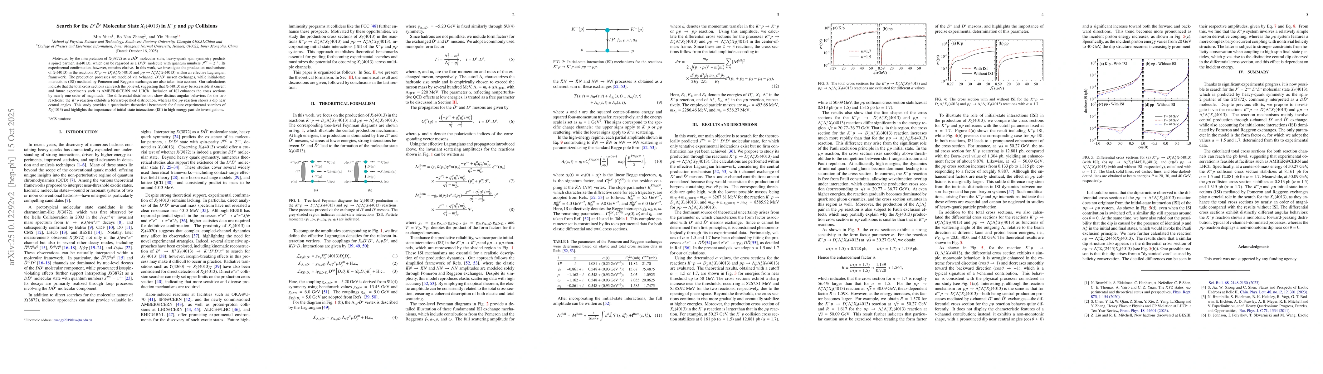 Thumbnail for Search for the $D^{*}\bar{D}^{*}$ Molecular State $X_{2}(4013)$ in
  $K^{-}p$ and $pp$ Collisions