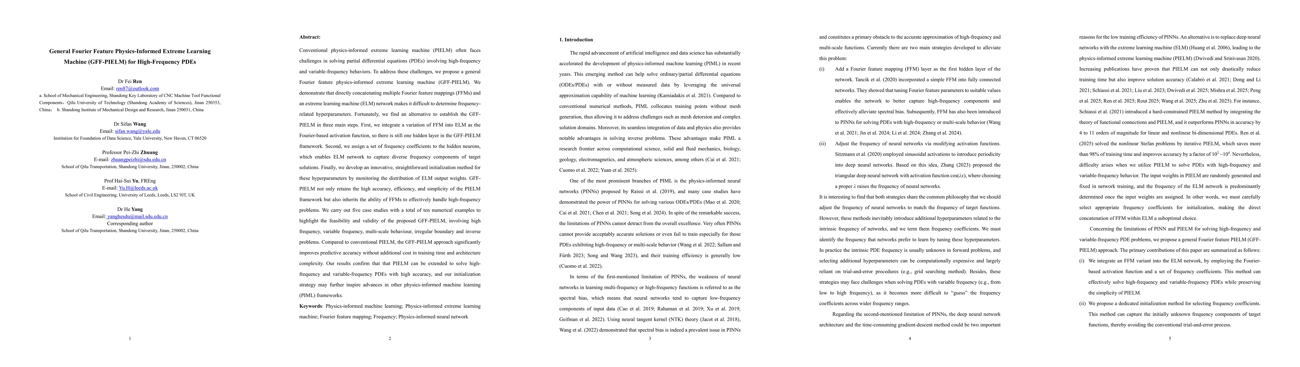 Thumbnail for General Fourier Feature Physics-Informed Extreme Learning Machine
  (GFF-PIELM) for High-Frequency PDEs