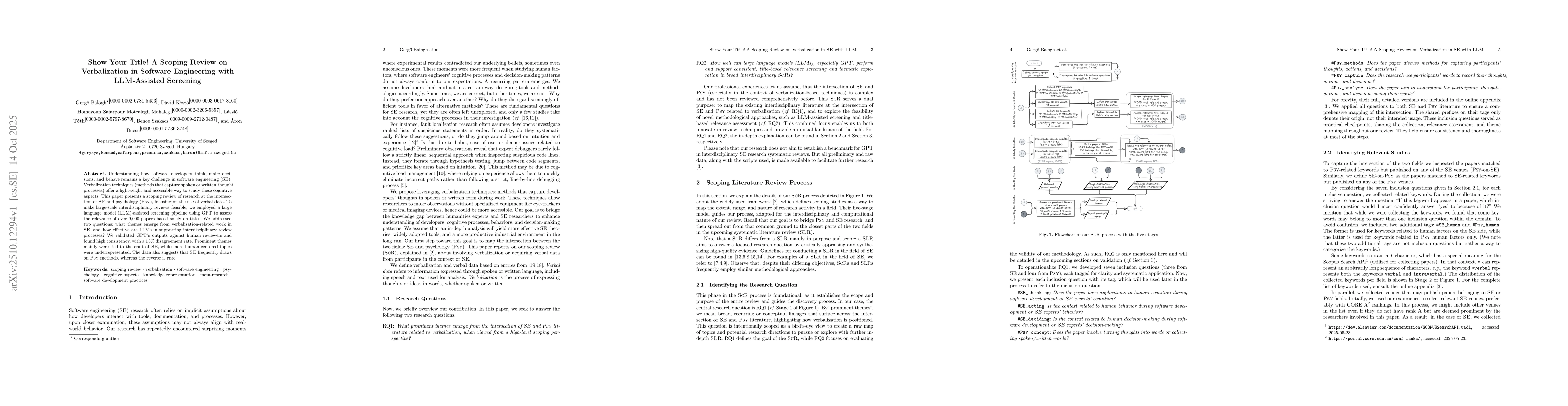 Thumbnail for Show Your Title! A Scoping Review on Verbalization in Software
  Engineering with LLM-Assisted Screening