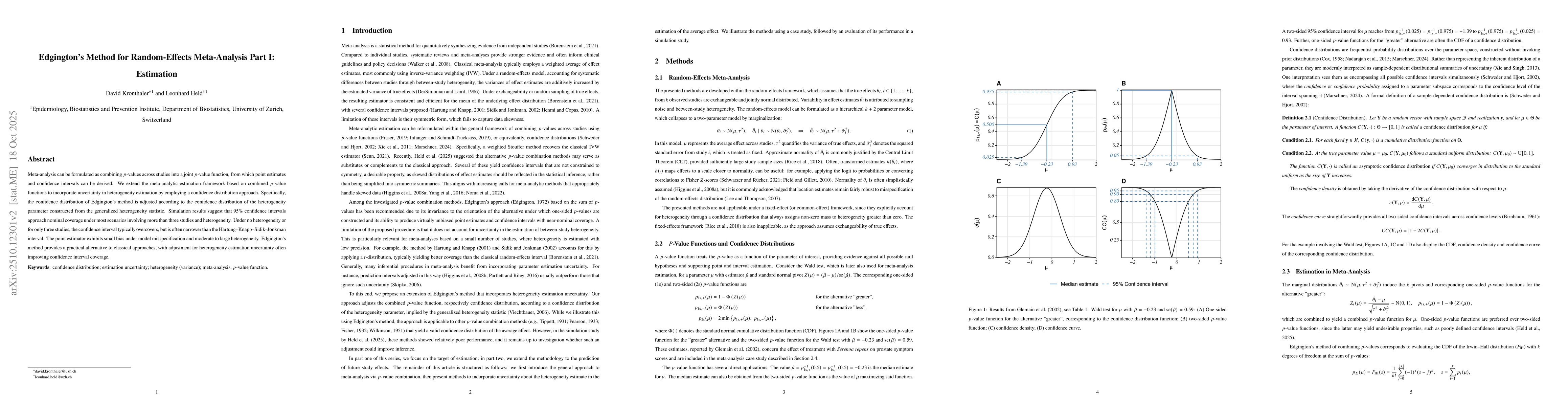 Thumbnail for Edgington's Method for Random-Effects Meta-Analysis Part I: Estimation