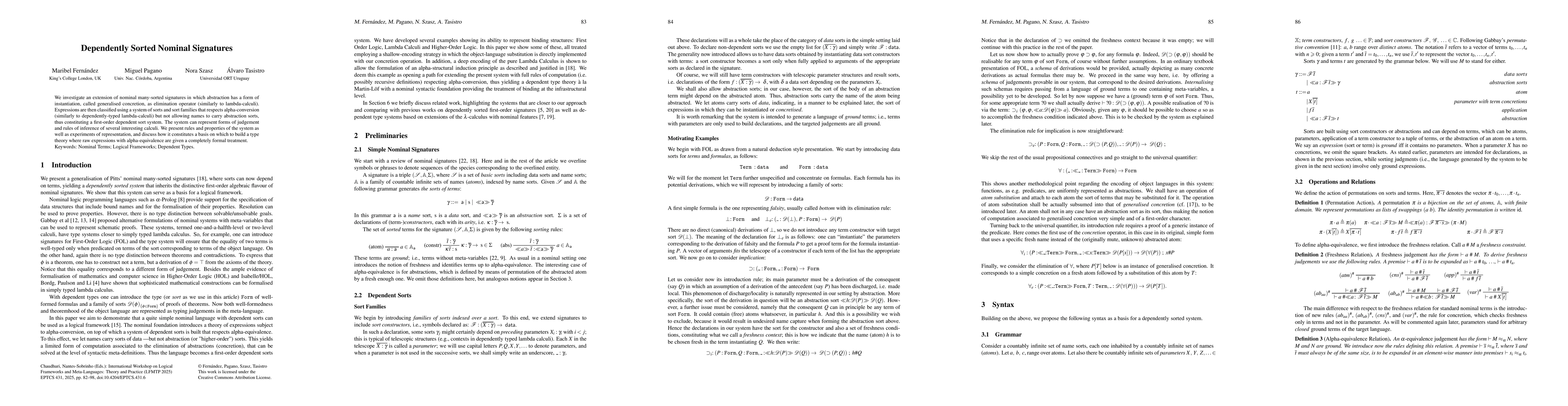 Thumbnail for Dependently Sorted Nominal Signatures