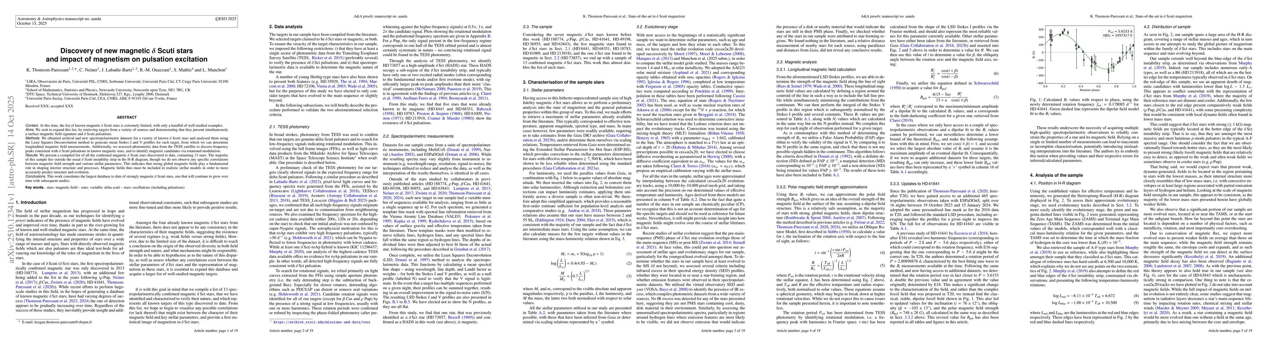 Thumbnail for Discovery of new magnetic δ Scuti stars and impact of magnetism
  on pulsation excitation