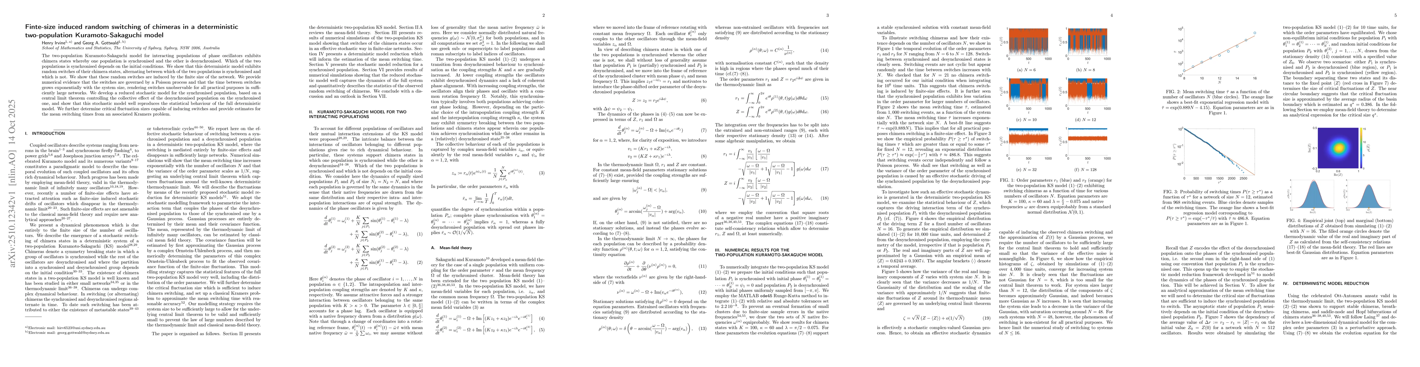 Thumbnail for Finte-size induced random switching of chimeras in a deterministic
  two-population Kuramoto-Sakaguchi model