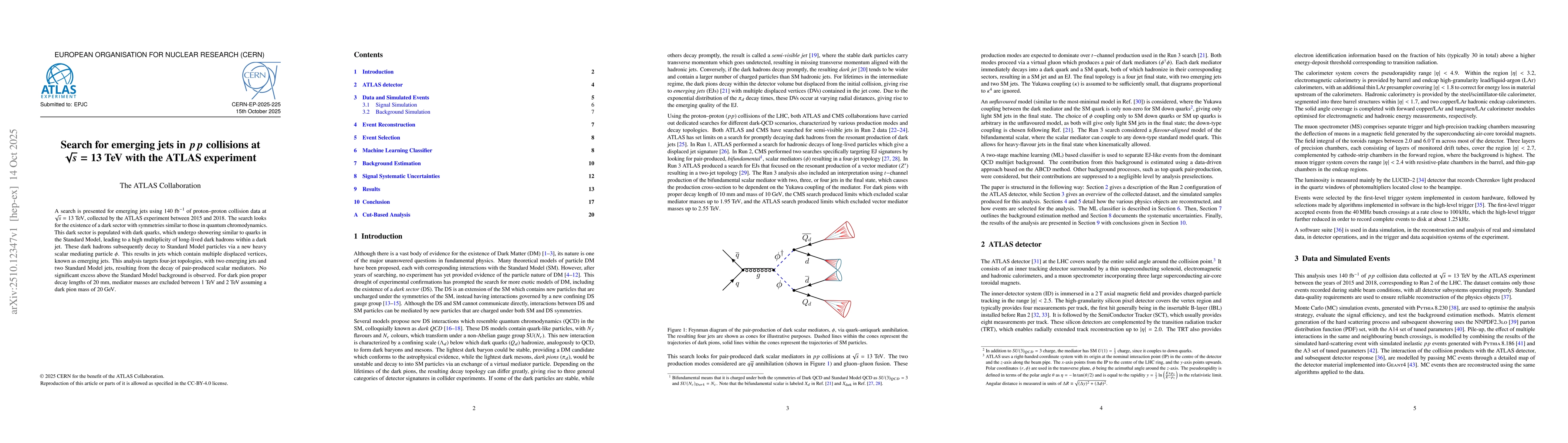Thumbnail for Search for emerging jets in $pp$ collisions at $\sqrt{s} = 13$ TeV with
  the ATLAS experiment