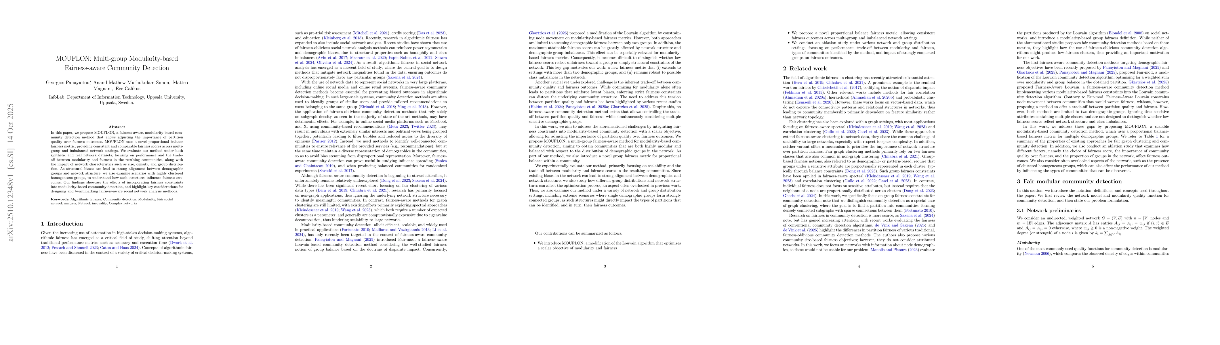 Thumbnail for MOUFLON: Multi-group Modularity-based Fairness-aware Community Detection