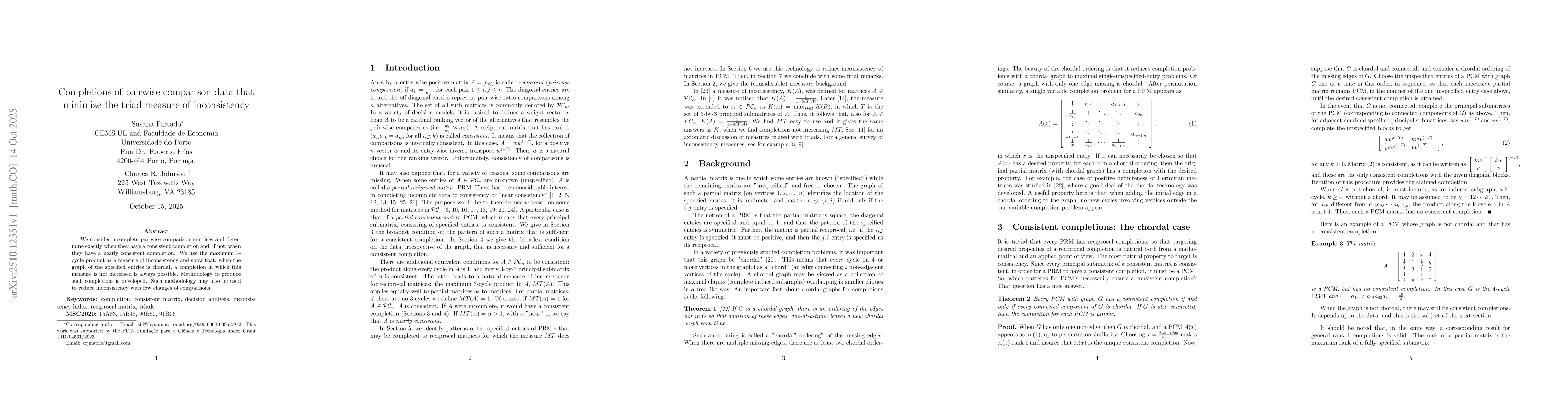 Thumbnail for Completions of pairwise comparison data that minimize the triad measure
  of inconsistency