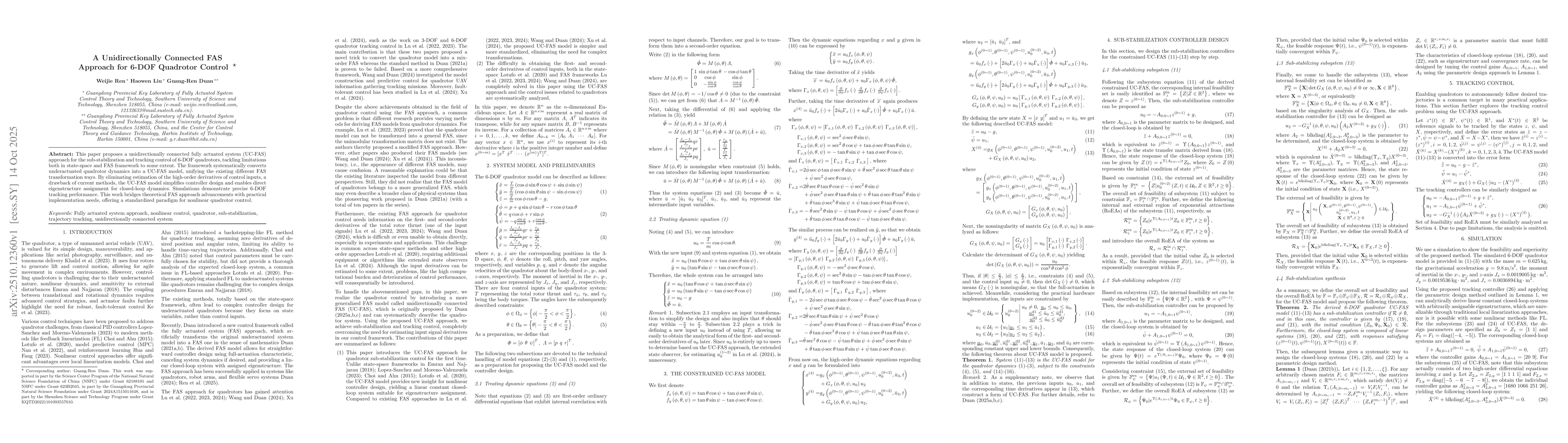 Thumbnail for A Unidirectionally Connected FAS Approach for 6-DOF Quadrotor Control