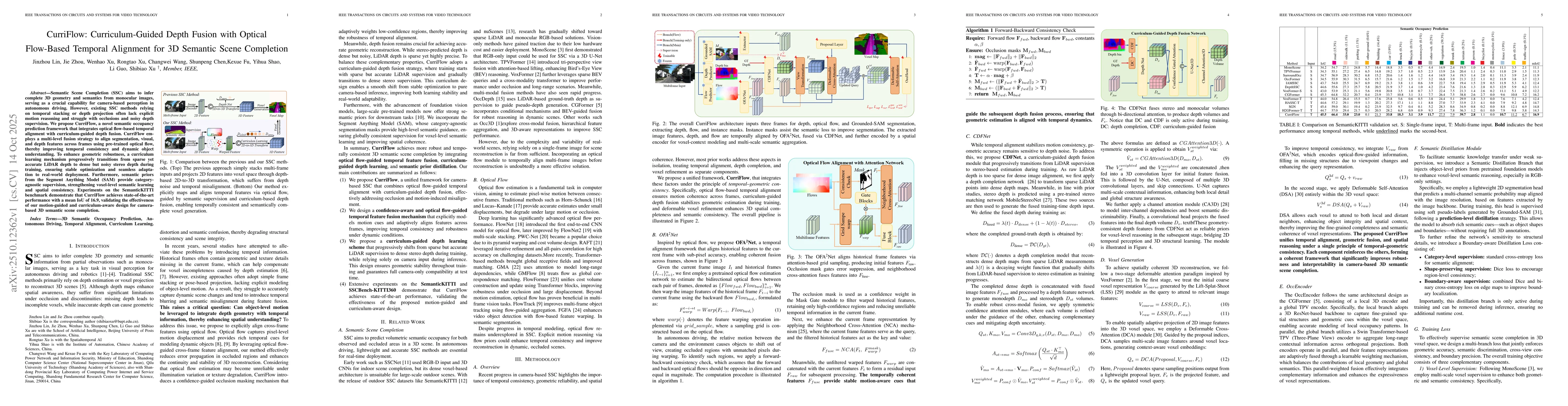 Thumbnail for CurriFlow: Curriculum-Guided Depth Fusion with Optical Flow-Based
  Temporal Alignment for 3D Semantic Scene Completion