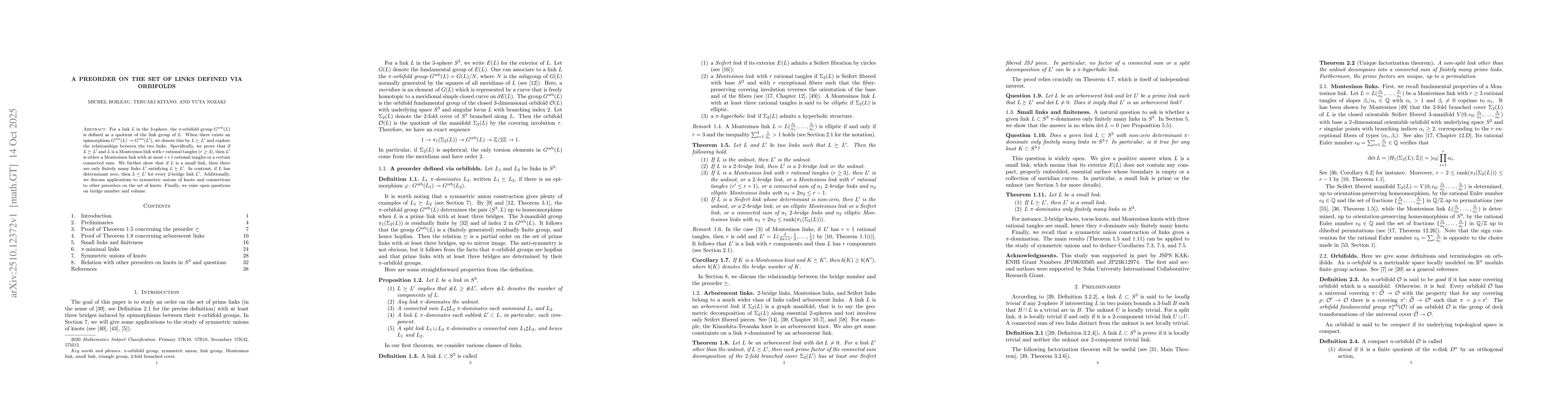 Thumbnail for A preorder on the set of links defined via orbifolds