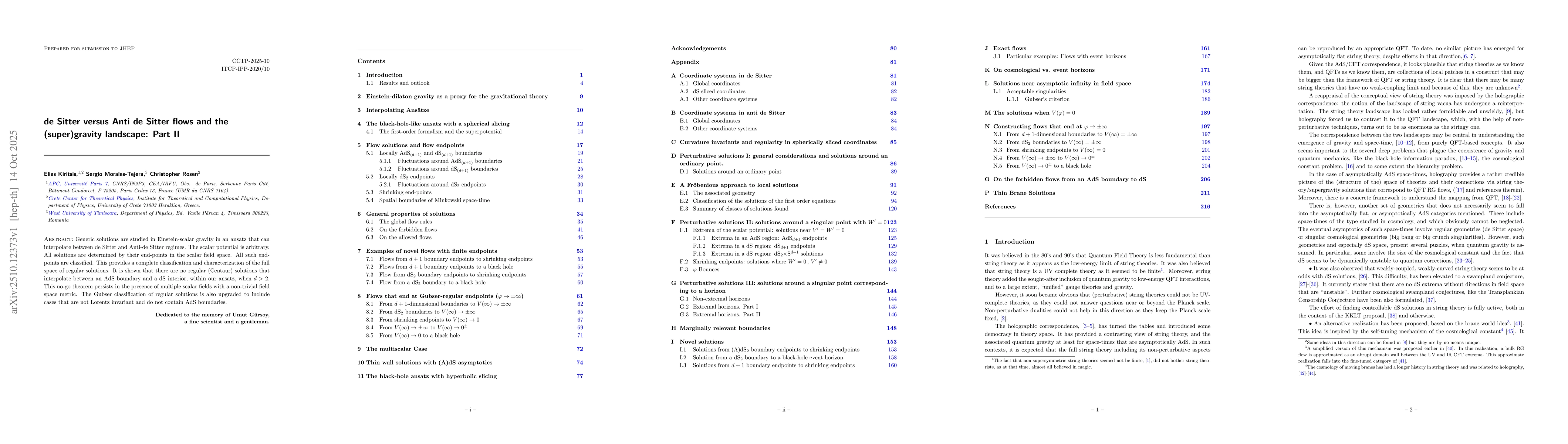 Thumbnail for de Sitter versus Anti de Sitter flows and the (super)gravity landscape:
  Part II