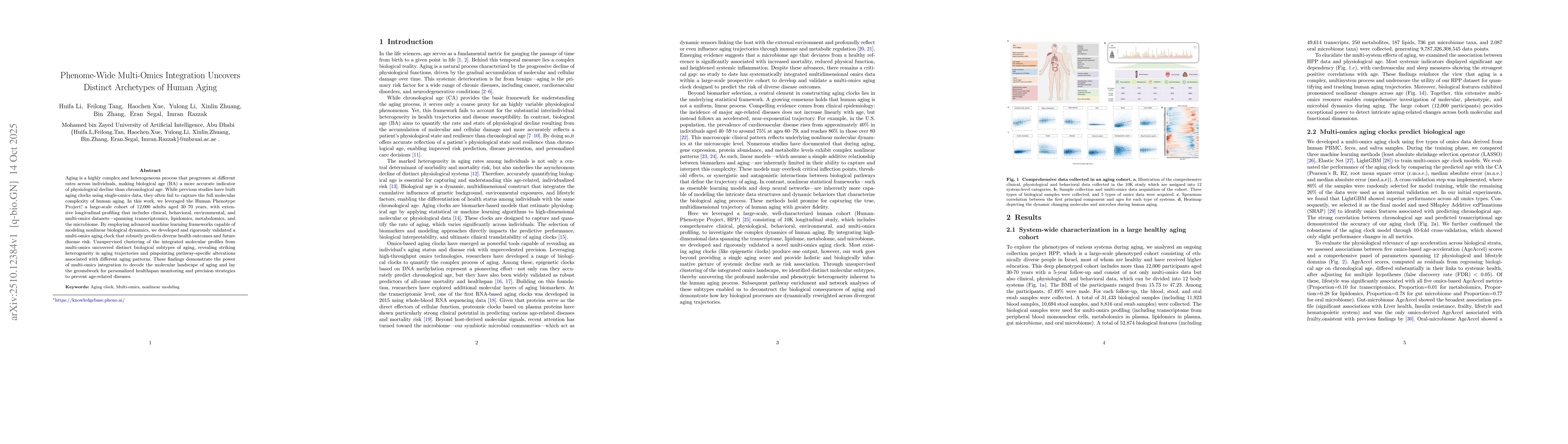 Thumbnail for Phenome-Wide Multi-Omics Integration Uncovers Distinct Archetypes of
  Human Aging