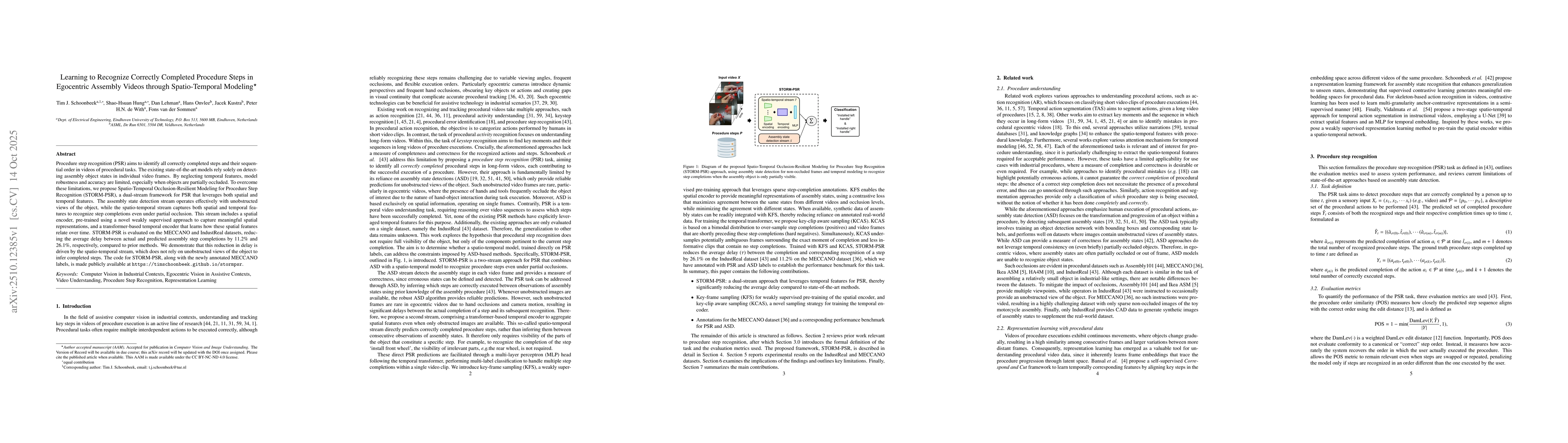 Thumbnail for Learning to Recognize Correctly Completed Procedure Steps in Egocentric
  Assembly Videos through Spatio-Temporal Modeling