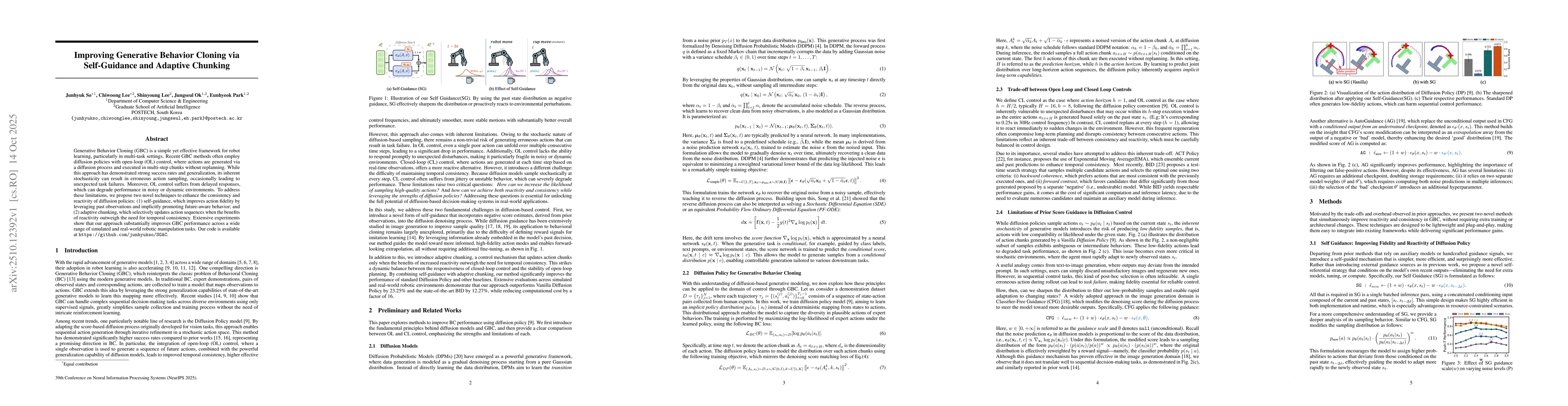 Thumbnail for Improving Generative Behavior Cloning via Self-Guidance and Adaptive
  Chunking