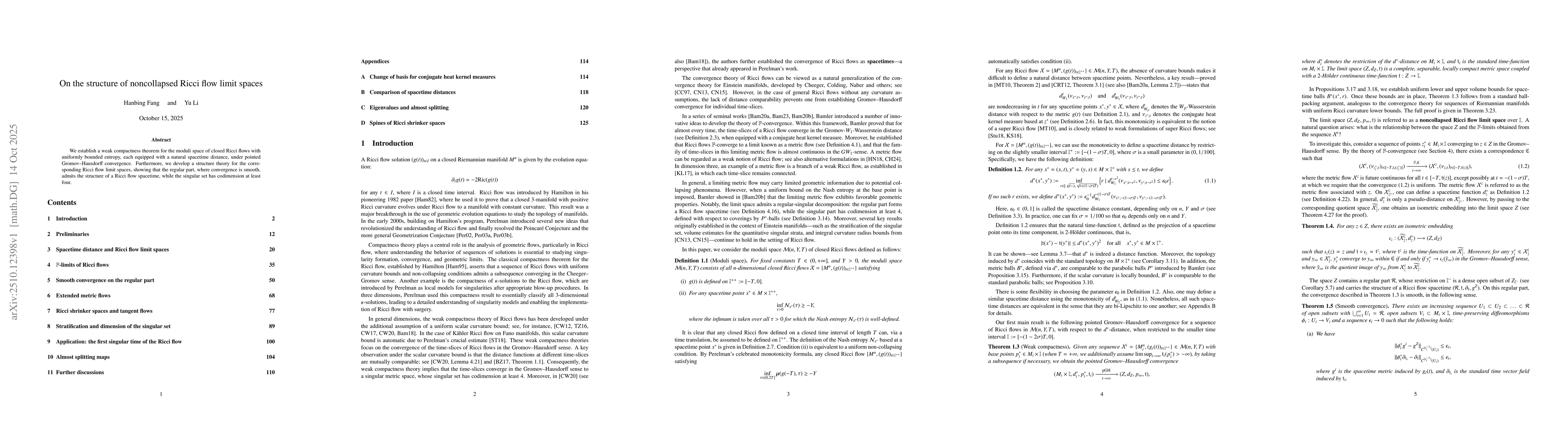 Thumbnail for On the structure of noncollapsed Ricci flow limit spaces