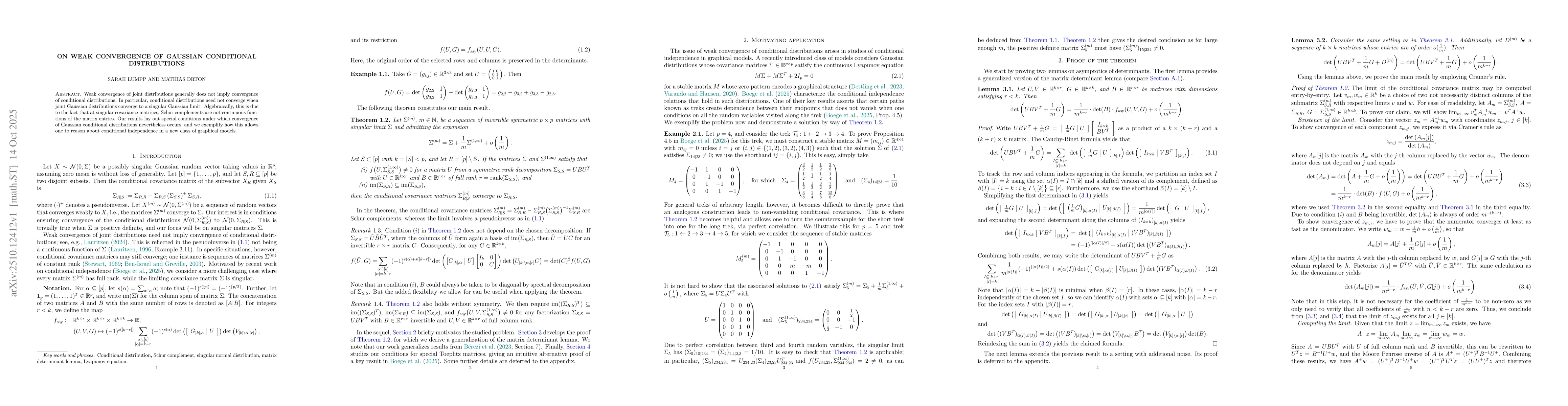 Thumbnail for On weak convergence of Gaussian conditional distributions