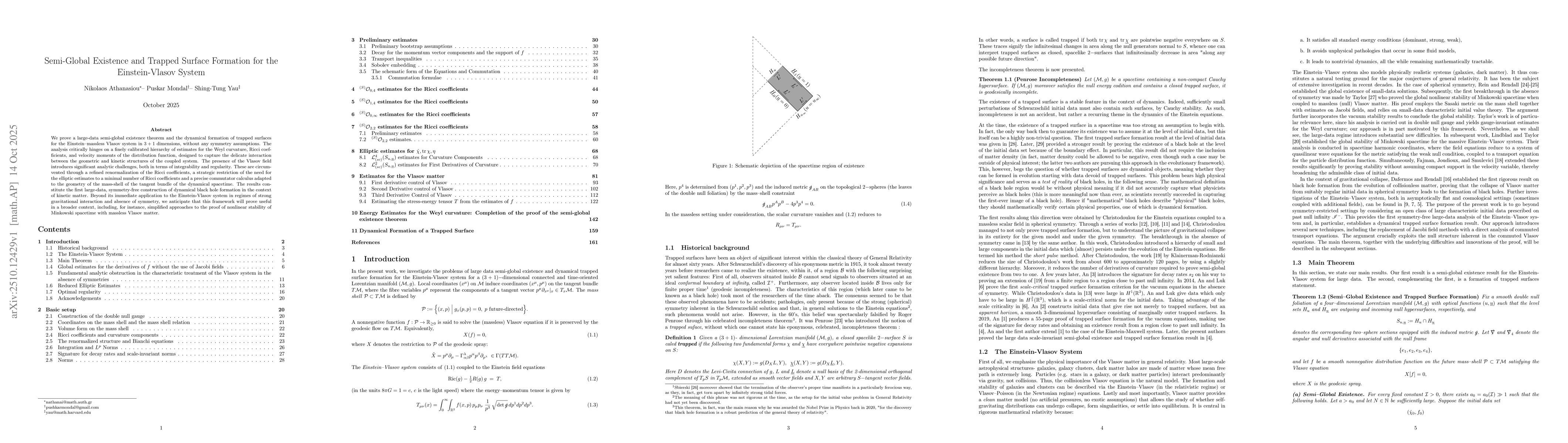 Thumbnail for Semi-Global Existence and Trapped Surface Formation for the
  Einstein-Vlasov System