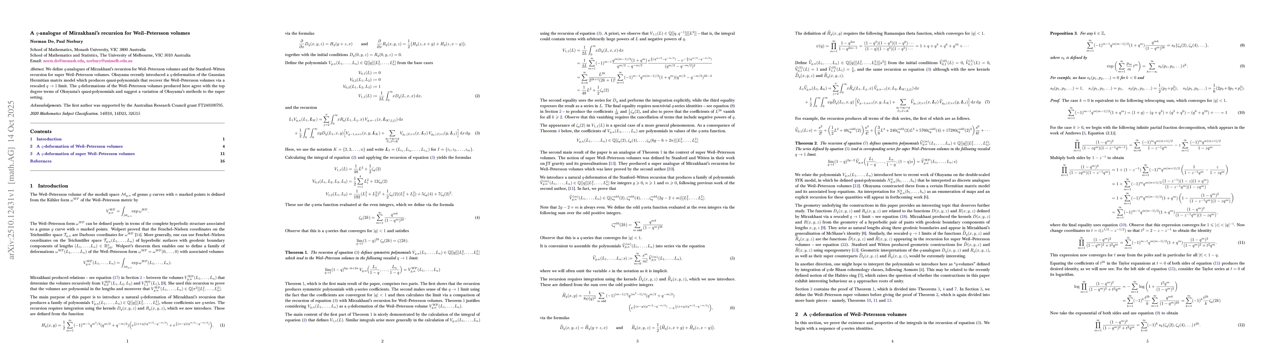 Thumbnail for A q-analogue of Mirzakhani's recursion for Weil-Petersson volumes