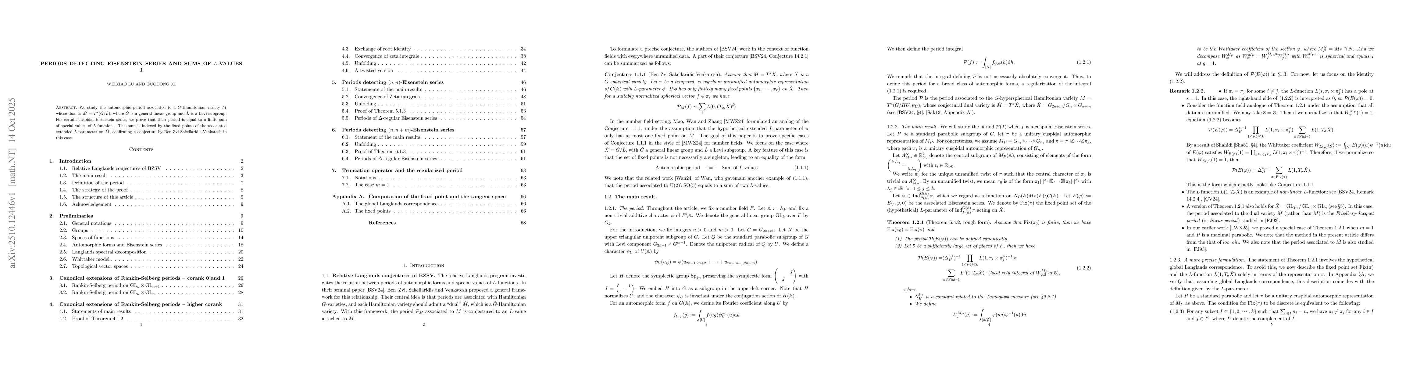 Thumbnail for Periods detecting Eisenstein series and sums of $L$-values I
