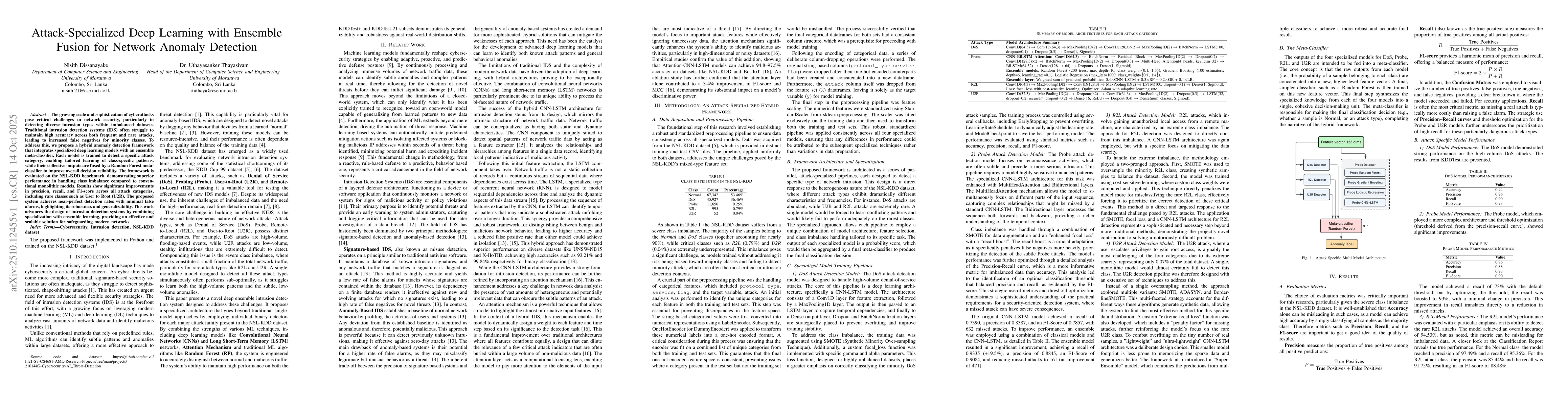 Thumbnail for Attack-Specialized Deep Learning with Ensemble Fusion for Network
  Anomaly Detection