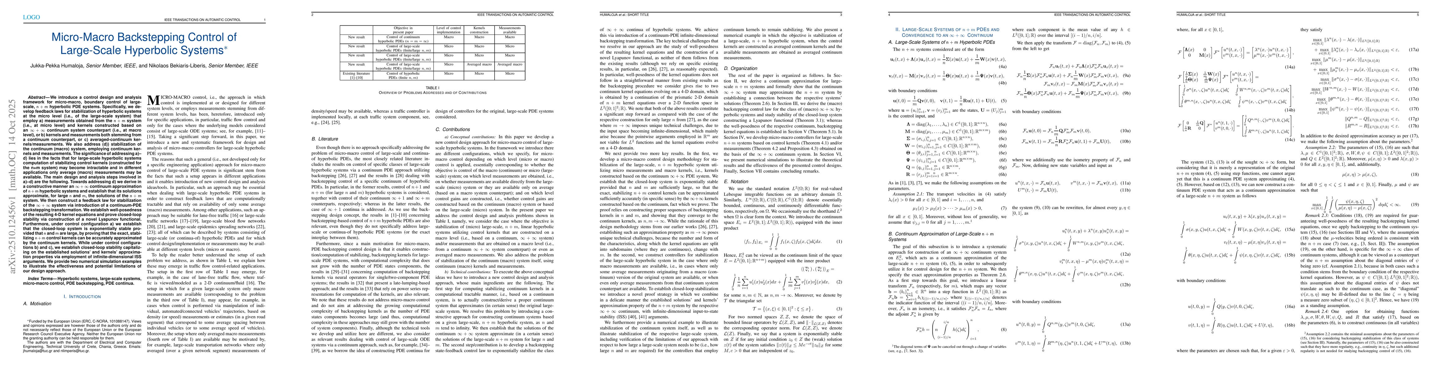 Thumbnail for Micro-Macro Backstepping Control of Large-Scale Hyperbolic Systems
  (Extended Version)