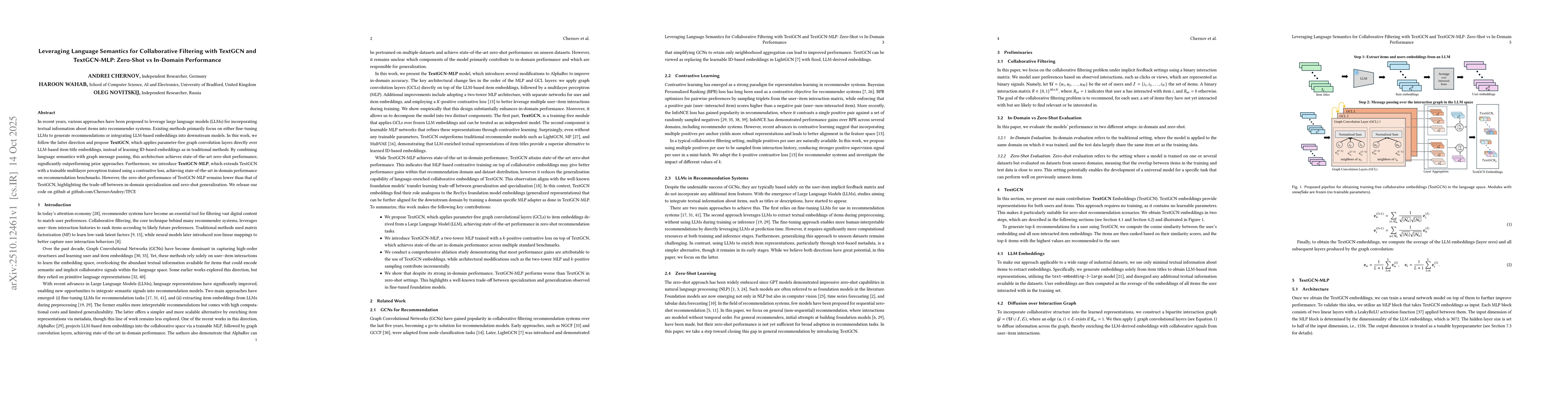 Thumbnail for Leveraging Language Semantics for Collaborative Filtering with TextGCN
  and TextGCN-MLP: Zero-Shot vs In-Domain Performance