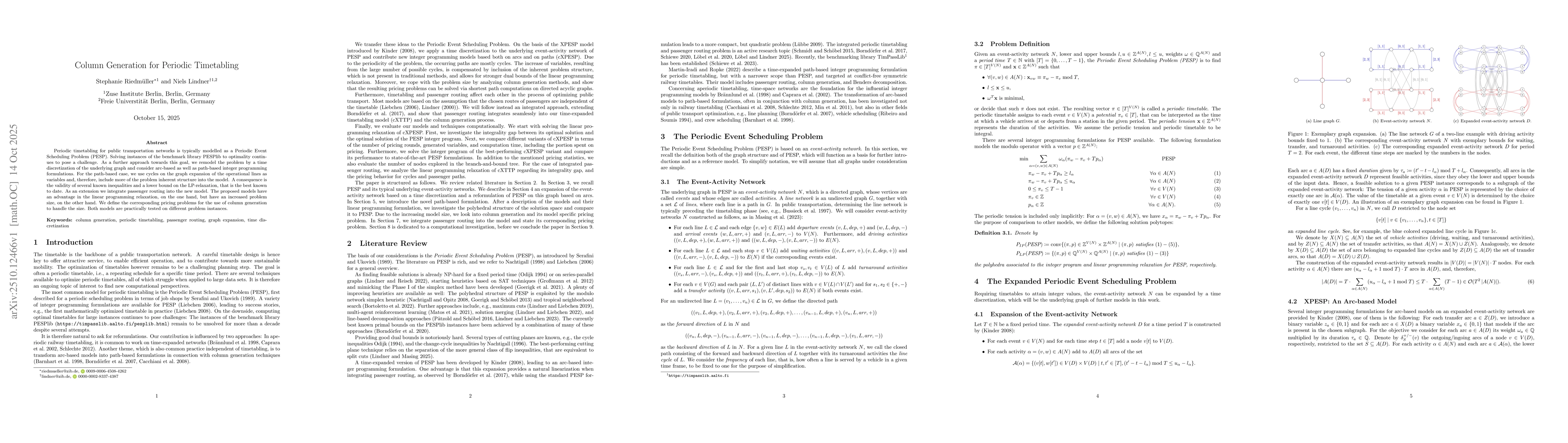 Thumbnail for Column Generation for Periodic Timetabling