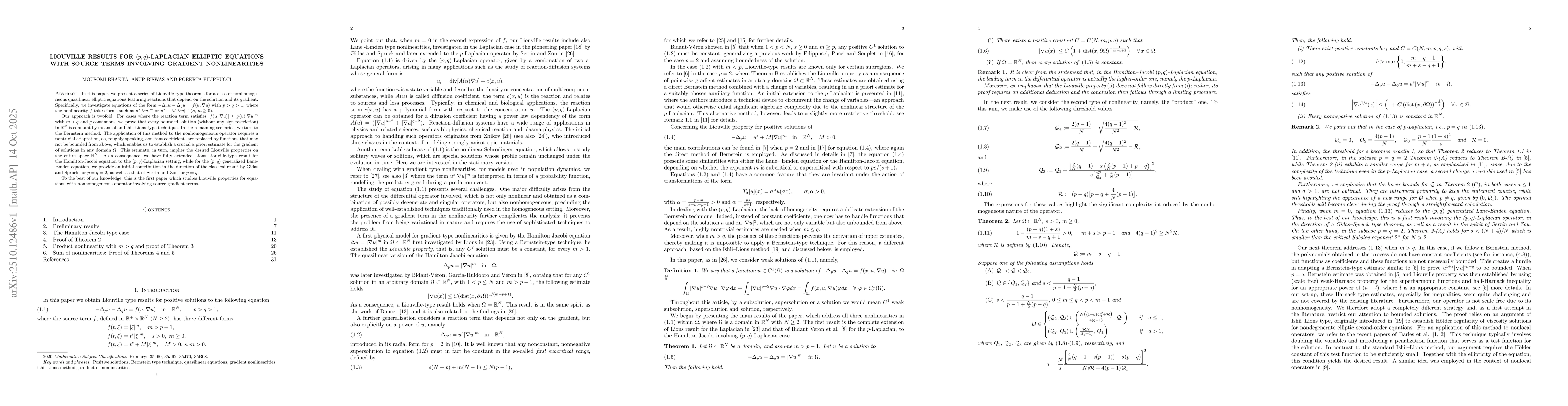 Thumbnail for Liouville results for $(p,q)$-Laplacian elliptic equations with source
  terms involving gradient nonlinearities