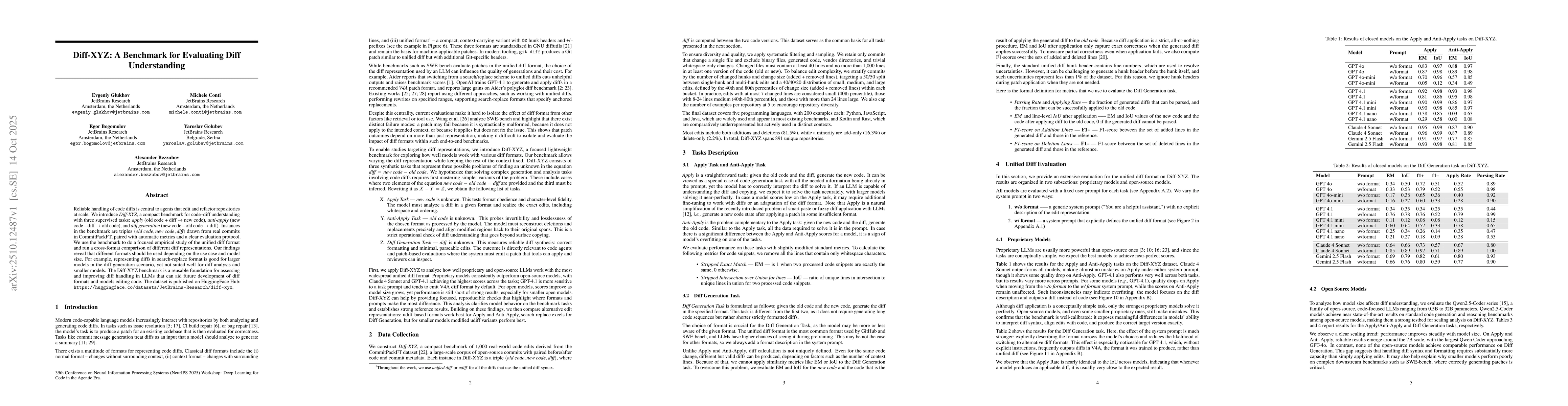 Thumbnail for Diff-XYZ: A Benchmark for Evaluating Diff Understanding