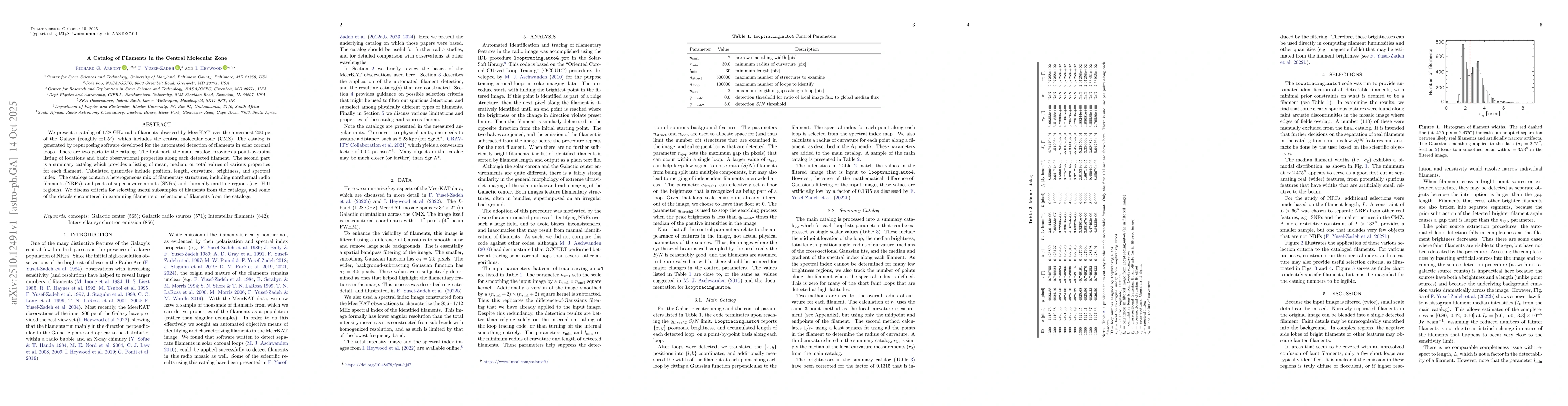 Thumbnail for A Catalog of Filaments in the Central Molecular Zone
