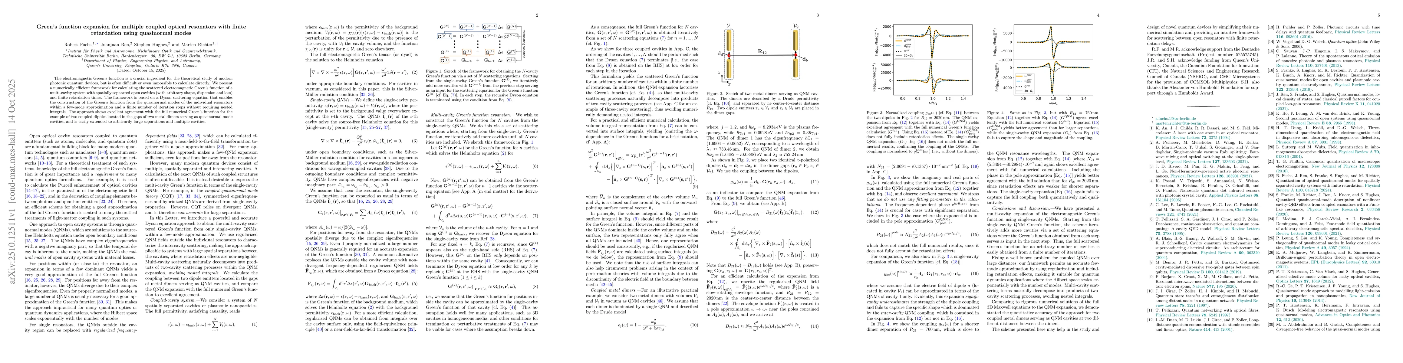 Thumbnail for Green's function expansion for multiple coupled optical resonators with
  finite retardation using quasinormal modes