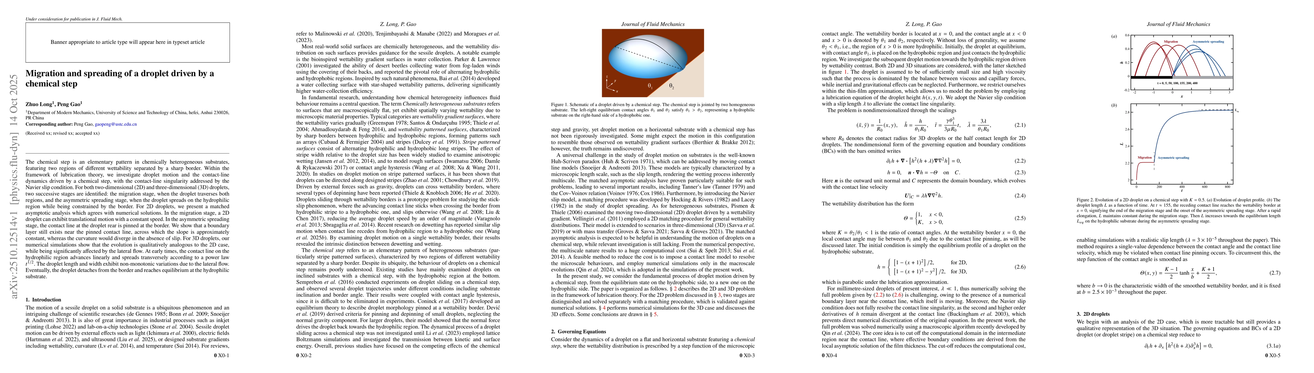 Thumbnail for Migration and spreading of a droplet driven by a chemical step