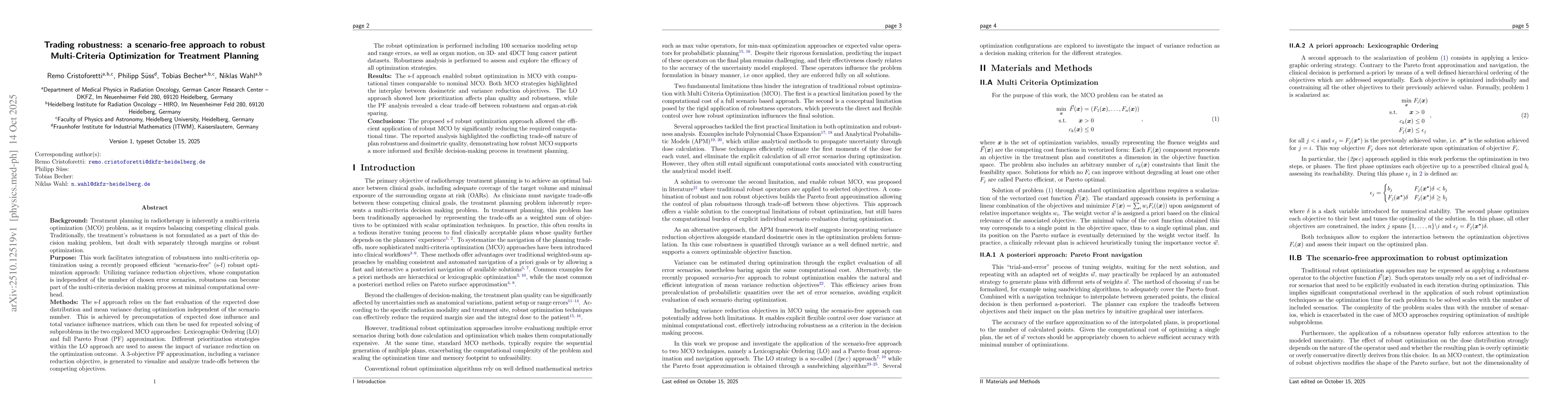 Thumbnail for Trading robustness: a scenario-free approach to robust Multi-Criteria
  Optimization for Treatment Planning