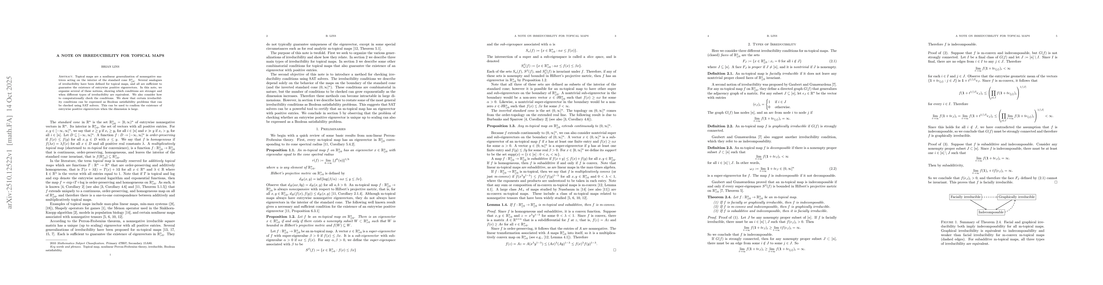 Thumbnail for A note on irreducibility for topical maps